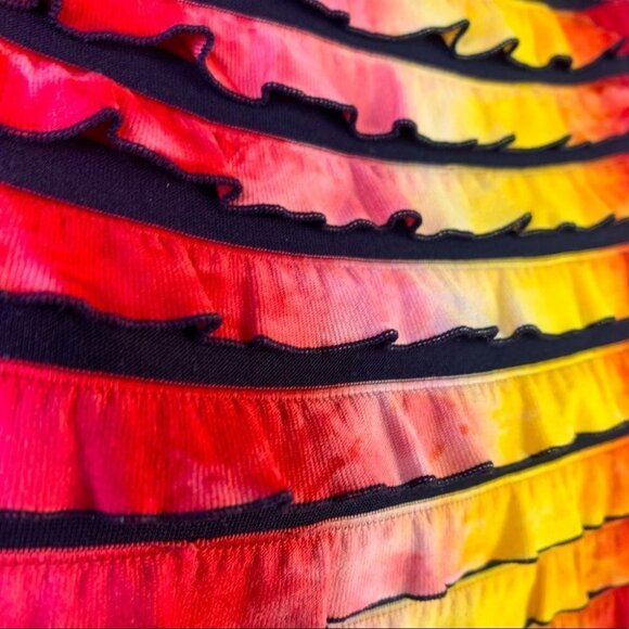 BARANDA Y2K RAINBOW TOP RAINBOW SHIRT RUFFLE MULTICOLOUR BLOUSE WOMEN MEDIUM - Picture 11 of 12